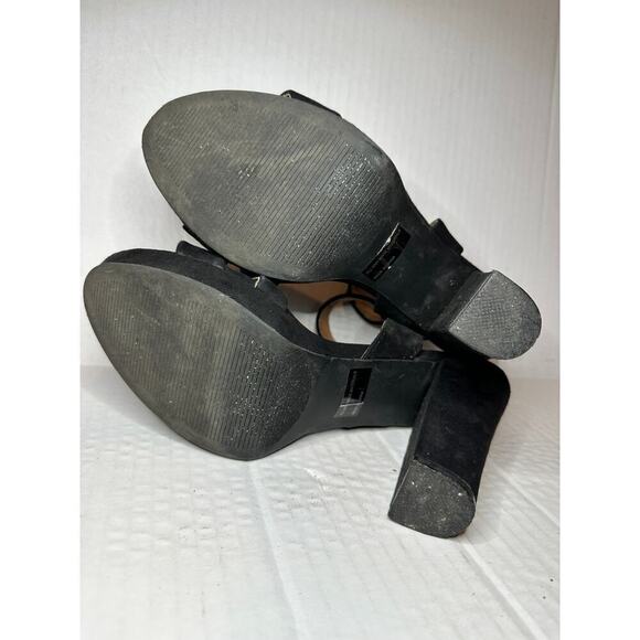 Report Suede Size 9 Strappy High Heel Shoes Black Quiet Luxury Party - Picture 8 of 12